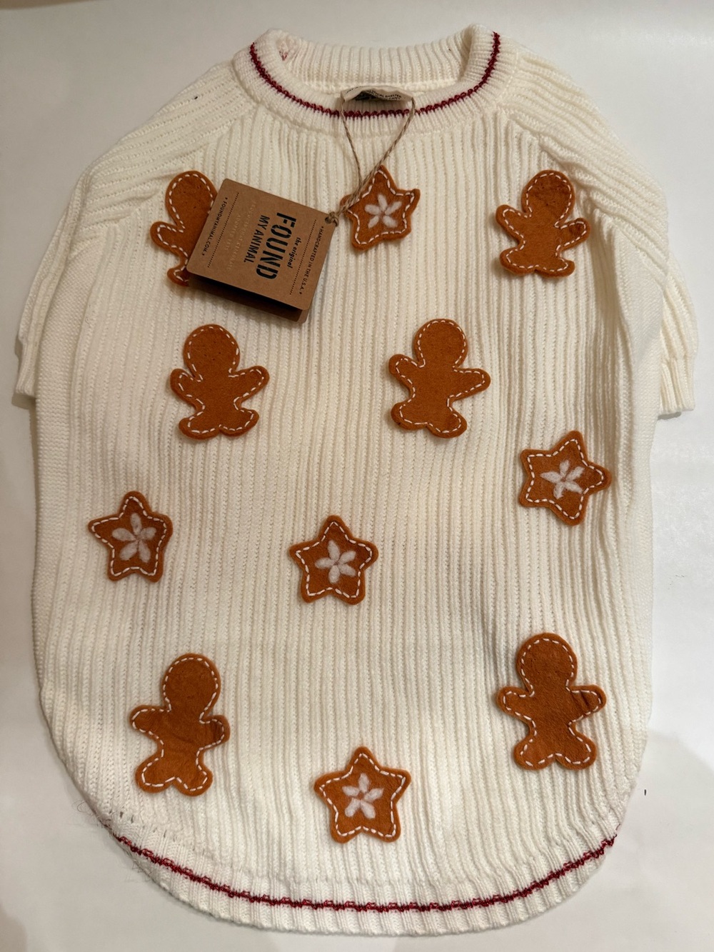 FOUND MY ANIMAL x Anthropologie Gingerbread Holiday Dog Sweater NWT